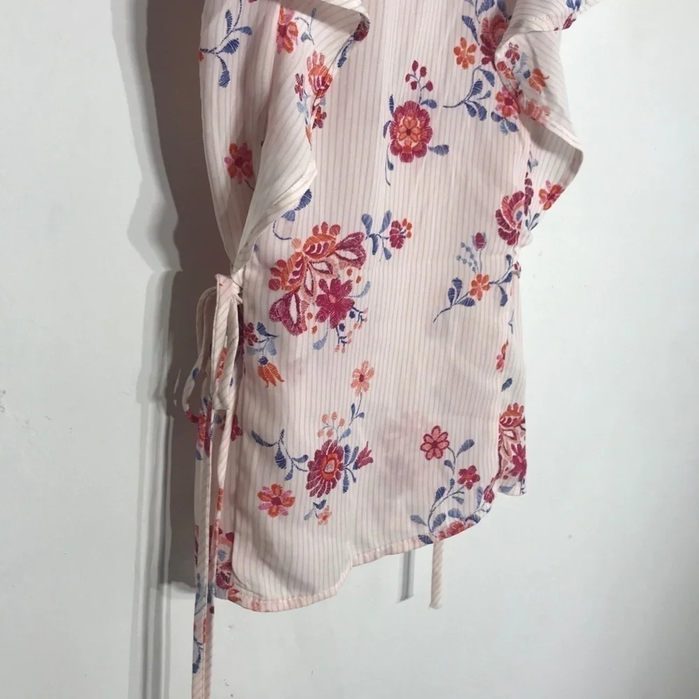 Monteau Girl Pink Flutter Sleeve Floral blouse 7